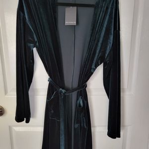 Emerald green velvet kimono